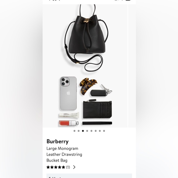 Burberry Monogram leather drawstring bucket bag - Picture 4 of 12